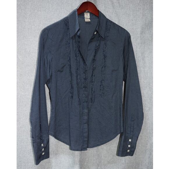 Johnny Cotton Navy Blue Polka Dot Button Down Blouse Size 3 (Medium) - Picture 1 of 4